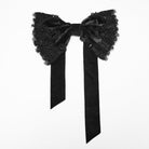 PUNK RAVE Women's Gothic Striped Lace-up Slip Dress Graduation Dress with Detachable Bowknot Black