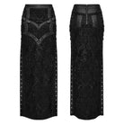 PUNK RAVE Women's Gothic Studded Embossed Lace-up Skirt