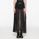 PUNK RAVE Women's Gothic Studded Split Chiffon Skirt with Belt