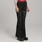 PUNK RAVE Women's Gothic Symmetrical Mesh Pointed Flared Pants Black