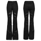 PUNK RAVE Women's Gothic Symmetrical Mesh Pointed Flared Pants Black