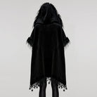 PUNK RAVE Women's Gothic Tassel Faux Fur Splice Velvet Cloak