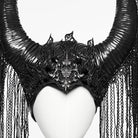 PUNK RAVE Women's Gothic Tassels Horned Headwear