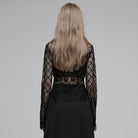 PUNK RAVE Women's Gothic Turn-down Collar Irregular Lace Jacket