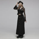 PUNK RAVE Women's Gothic Turn-down Collar Irregular Lace Jacket