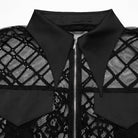 PUNK RAVE Women's Gothic Turn-down Collar Irregular Lace Jacket