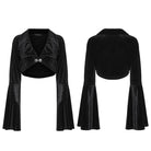 PUNK RAVE Women's Gothic Velvet Bat Wing Collar Flare Sleeve Short Jacket