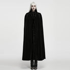 PUNK RAVE Women's Gothic Vintage Embroidered Faux Fur Trim Velvet Cloak