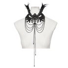 PUNK RAVE Women's Gothic Wing Embroidered Beaded Necklace