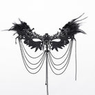 PUNK RAVE Women's Gothic Wing Embroidered Beaded Necklace