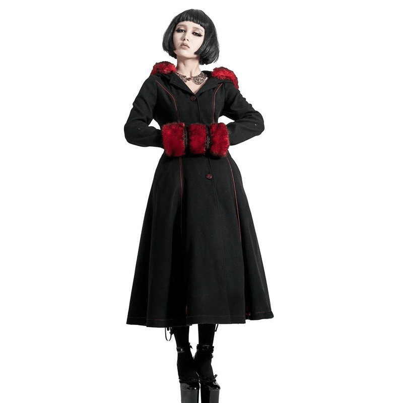 PUNK RAVE Women's Gothic Women's Hooded Overcoat