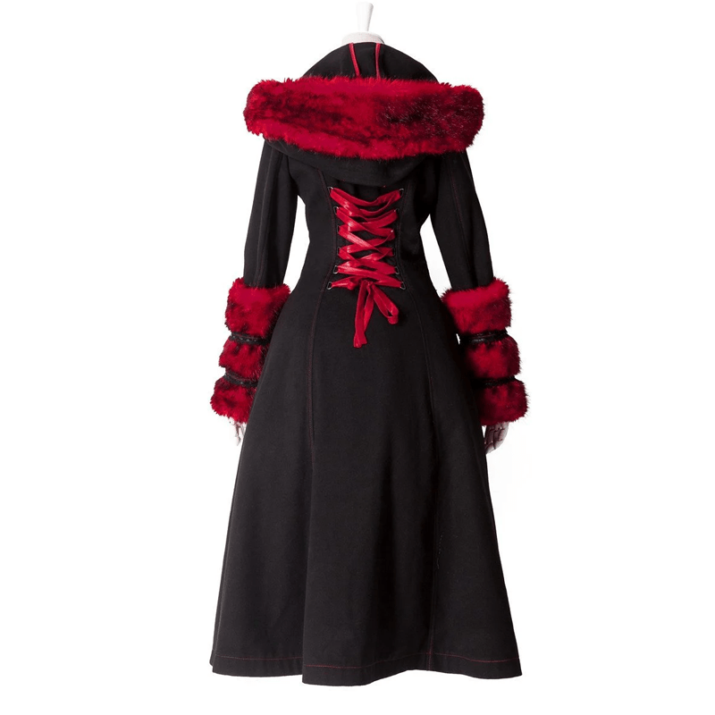 PUNK RAVE Women's Gothic Women's Hooded Overcoat