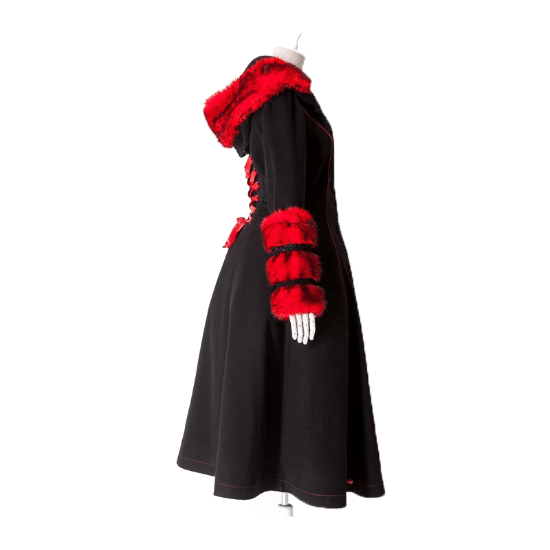 PUNK RAVE Women's Gothic Women's Hooded Overcoat