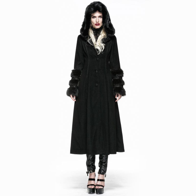 PUNK RAVE Women's Gothic Women's Hooded Overcoat