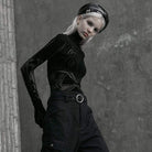 PUNK RAVE Women's Grunge Geometric Pattern Long Sleeve Shirts