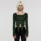 PUNK RAVE Women's Grunge Irregular Contrast Color Shirt