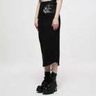 PUNK RAVE Women's Grunge Landscape Painting Side Cutout Long Wrapped Skirt