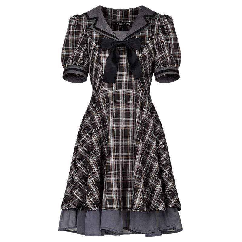 PUNK RAVE Women's Lolita Jk Plaid Dress