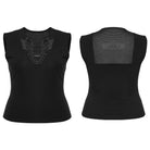 PUNK RAVE Women's Plus Size Cyberpunk Plunging Mesh Splice Tank Top
