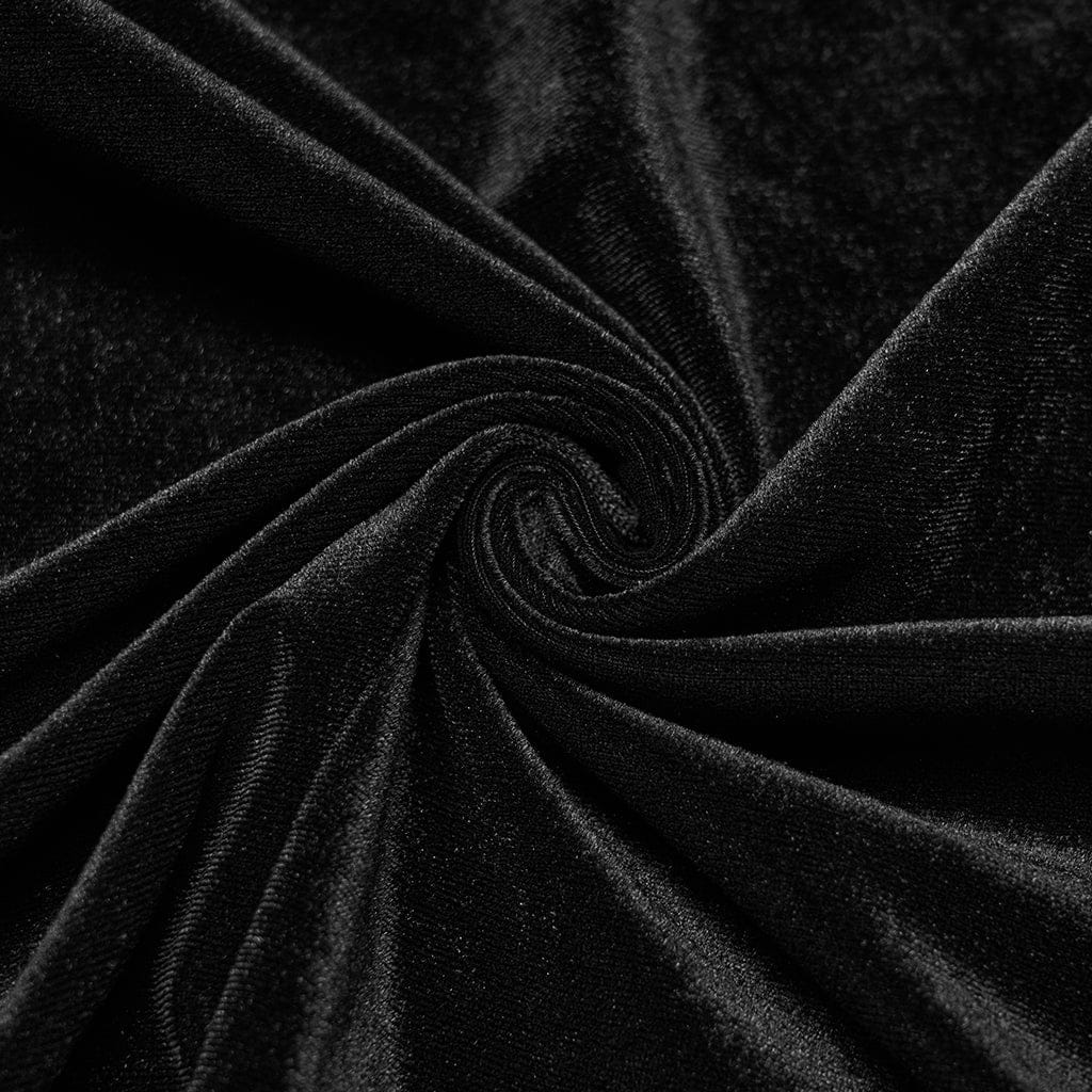 PUNK RAVE Women's Plus Size Gothic Floral Embroidered Lace Splice Velvet Gown Dress Black