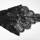 PUNK RAVE Women's Plus Size Gothic Floral Embroidered Lace Splice Velvet Gown Dress Black