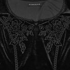PUNK RAVE Women's Plus Size Gothic Floral Embroidered Lace Splice Velvet Gown Dress Black