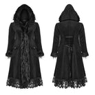 PUNK RAVE Women's Plus Size Gothic Fluffy Splice Lace Hem Coat with Hood