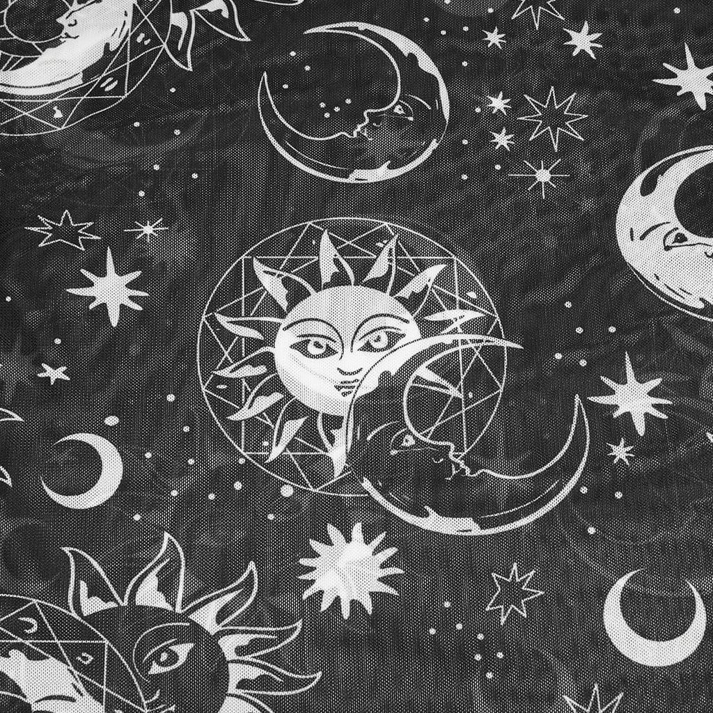 PUNK RAVE Women's Plus Size Gothic Half-high Collar Sun Mesh Tank Top