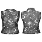PUNK RAVE Women's Plus Size Gothic Half-high Collar Sun Mesh Tank Top