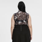 PUNK RAVE Women's Plus Size Gothic Half-high Collar Sun Mesh Tank Top