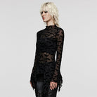 PUNK RAVE Women's Plus Size Gothic Irregular Bat Mesh Shirt