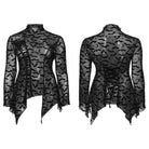 PUNK RAVE Women's Plus Size Gothic Irregular Bat Mesh Shirt
