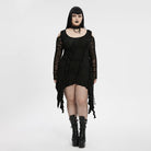PUNK RAVE Women's Plus Size Gothic Irregular Off-the-shoulder Ruffled Witch Dress