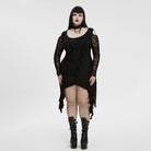 PUNK RAVE Women's Plus Size Gothic Irregular Off-the-shoulder Ruffled Witch Dress