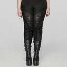 PUNK RAVE Women's Plus Size Gothic Lace-up Lace Splicing Pants