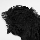 PUNK RAVE Women's Plus Size Gothic Off Shoulder Ruffles Sheer Shirt Black