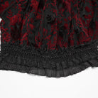 PUNK RAVE Women's Plus Size Gothic Off Shoulder Ruffles Sheer Shirt Black-Red