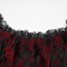 PUNK RAVE Women's Plus Size Gothic Off Shoulder Ruffles Sheer Shirt Black-Red