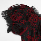 PUNK RAVE Women's Plus Size Gothic Off Shoulder Ruffles Sheer Shirt Black-Red