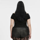 PUNK RAVE Women's Plus Size Gothic Off-the-shoulder Eyelet Strap Shirt