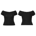 PUNK RAVE Women's Plus Size Gothic Off-the-shoulder Eyelet Strap Shirt