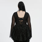 PUNK RAVE Women's Plus Size Gothic Plunging Flared Sleeved Lace-up Shirt