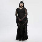 PUNK RAVE Women's Plus Size Gothic Plunging Flared Sleeved Lace-up Shirt