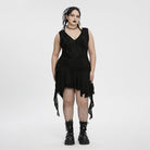 PUNK RAVE Women's Plus Size Gothic Plunging Irregular Ripped Honeymoon Dress