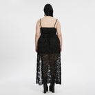 PUNK RAVE Women's Plus Size Gothic Plunging Split Lace Evening Slip Dress
