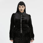 PUNK RAVE Women's Plus Size Gothic Puff Sleeved Gradient Velvet Shirt