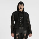 PUNK RAVE Women's Plus Size Gothic Ruffled Lace Splice Lapel Vest