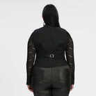 PUNK RAVE Women's Plus Size Gothic Ruffled Lace Splice Lapel Vest