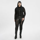 PUNK RAVE Women's Plus Size Gothic Ruffled Lace Splice Lapel Vest