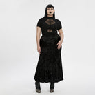 PUNK RAVE Women's Plus Size Gothic Stand Collar Mesh Splice Shirt